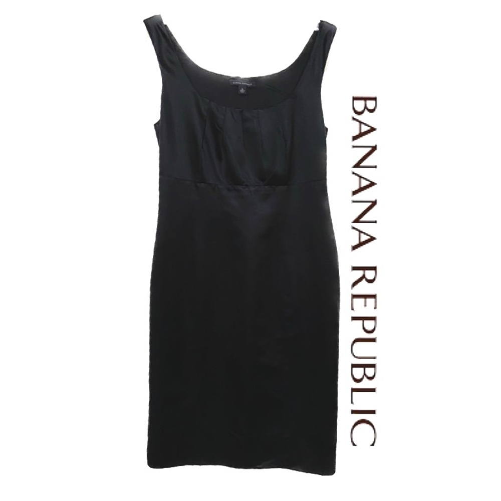 BANANA REPUBLIC Elegant Black Satin Special Occasion Dress FullyLined Sz 6